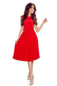 Red Cocktail Pleated Dress