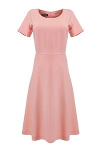 Pink Short Sleeves Light Pleats Dress