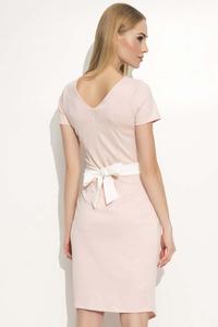 Pink Asymetrical Dress with Contrasting Stripe
