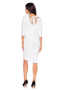 White Casual Dress with Cut Out Back and Self Tie Bow