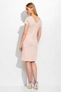 Pink Short Sleeves Plain Dress