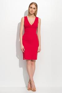 Red Slim Waist V-Neckline Elagant Tube Coctail Dress