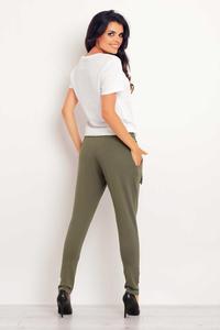 Olive Green Tapered Legs Jogger Belted Pants
