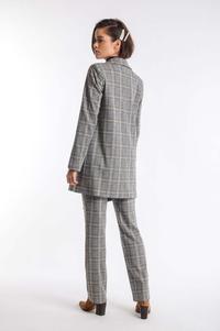 Camel Elegant Asymmetrical Checked Jacket