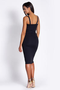 Black Bodycon Evening Midi Dress