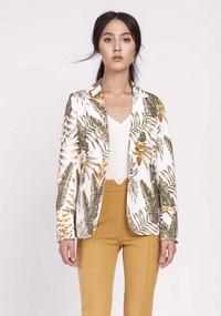 Ecru Classic Jacket in Tropical Leaves