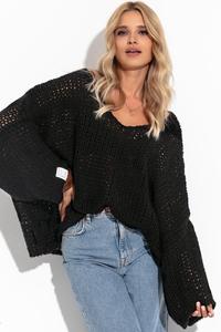 Black Oversized V-Neck Sweater