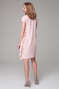 Pink Simple Dress with Asymetrical Frill