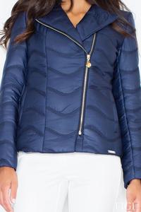 Blue Short Light Padding Asymetrical Zip Jacket