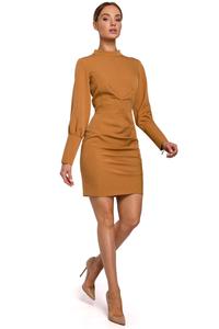 Fitted Mini Dress with Pleats (Cinnamon)