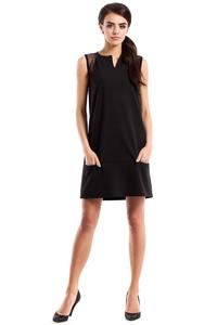 Black Sleeveless Transparent Details Mini Dress
