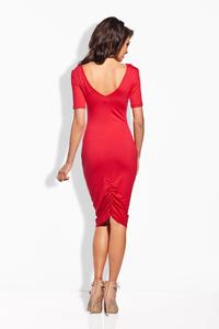 Red Bodycon Fit Short Sleeves Midi Dress
