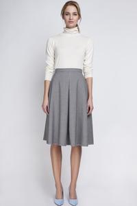 Houndstooth Retro Style Midi Lenght Skirt with Double Fold