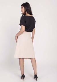 Beige Trapezoid Skirt with Eco-Leather Ribbon