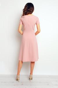 Pink Short Sleeves Light Pleats Dress