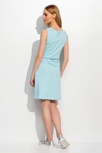 Light Blue Drawstring Waist Front Pockets Casual Dress