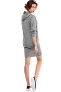 Grey  Casual Hooded Slim Skirt with Zipp Dress
