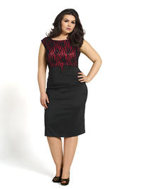 Red Evening Dress with Lace Top Plus Size