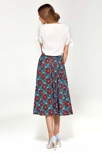 Floral Pattern Flared Midi Skirt