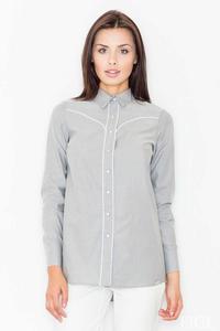 Grey Long Sleeved Shirt with Piping