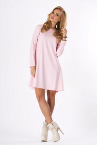 Pink Plain Long Sleeves Dress