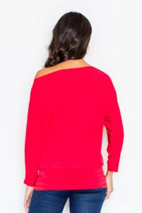 Red Loose Bat Long Sleeves Blouse