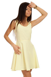 Yellow Round Neck Sleeveless Flippy Dress with Belt Loops