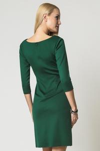 Green Elegant Eco-Leather Black Waist Office Dress