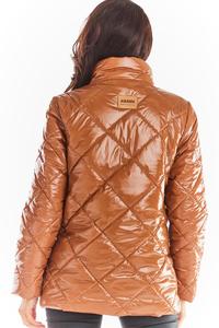 Beige Shiny High Neck Fall Jacket