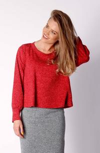 Red Short Trapezoidal Knitted Blouse