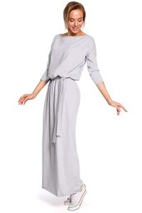 Grey Knitted Maxi Dress with belt