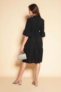 Black Frilled Dress with Buttons Closure