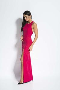 Fuchsia Elegant Maxi Evening Dress with Long Slit