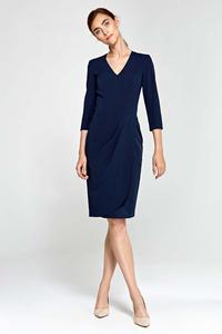 Dark Blue Classic Office Style Dress