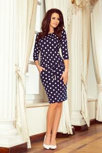 Navy Blue Sports Dress Drawn in Polka Dot