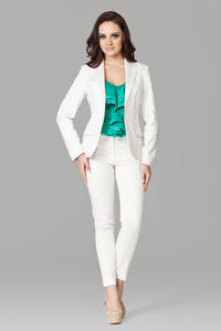 Petite Peak Collar Ecru Blazer with Single Button Fastening