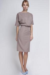 Beige Elegant Pencil Skirt 1/2 Sleeves Dress
