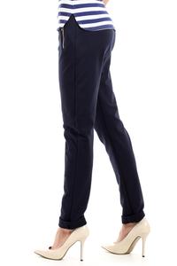 Dark Blue Slim Legs Pants with Zippers