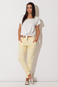 Yellow Casual Pants with Golden Zip