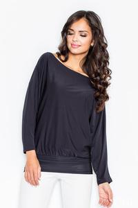 Black Loose Bat Long Sleeves Blouse