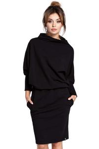 Black Casual Dress with Wide Tourtleneck