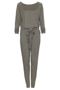 Olive Jumpsuit with Raglan Sleeves and Self Tie Belt