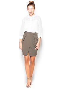 Olive Green Mini Pencil Skirt with Pockets
