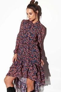Flimsy Asymmetrical Dress With Frills in Pattern Print 10