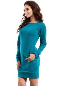 Smaragd Blue Sport Style Dress with Kangoo Pocket