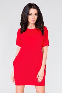 Red Simple Mini Dress with Side Pockets