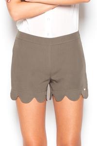 Olive Green Hight Waist Decorative Cut Out Legs Shorts