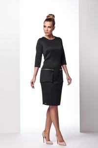 Black Elegant Form Dress with Pockets