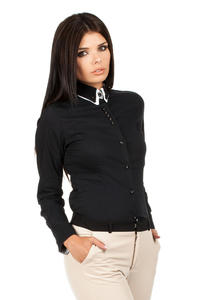 Black Button Down Collar Executive Shirt