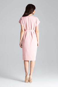 Pink Belted V-Neck Dress